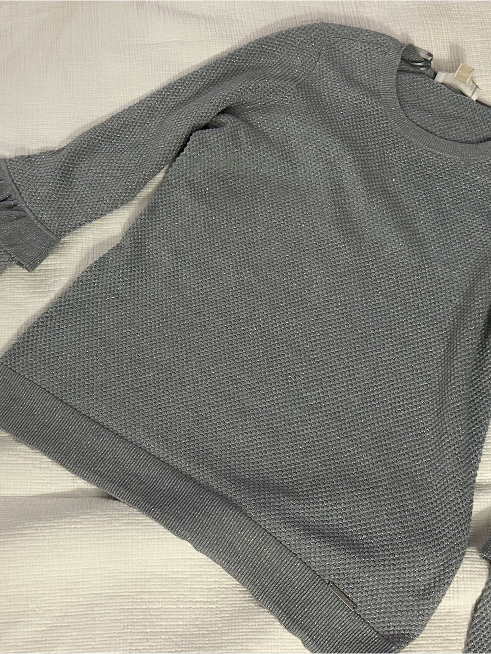 Michael Kors Gray Textured Knit Crewneck Sweater
